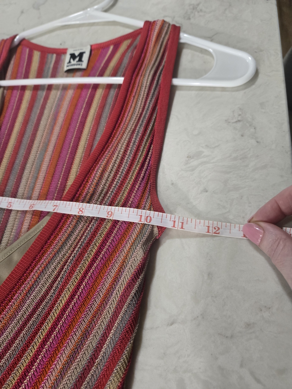 ⭐Missoni Striped V-Neck Sleeveless Dress in Pink, Red, Tan 4 - Picture 15 of 16